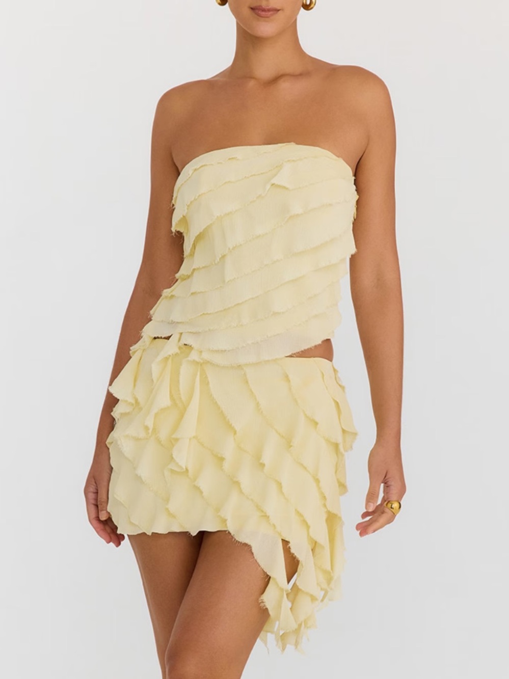 Mistress Rocks Vanilla Strapless Ruffle Top - Picture 4 of 11